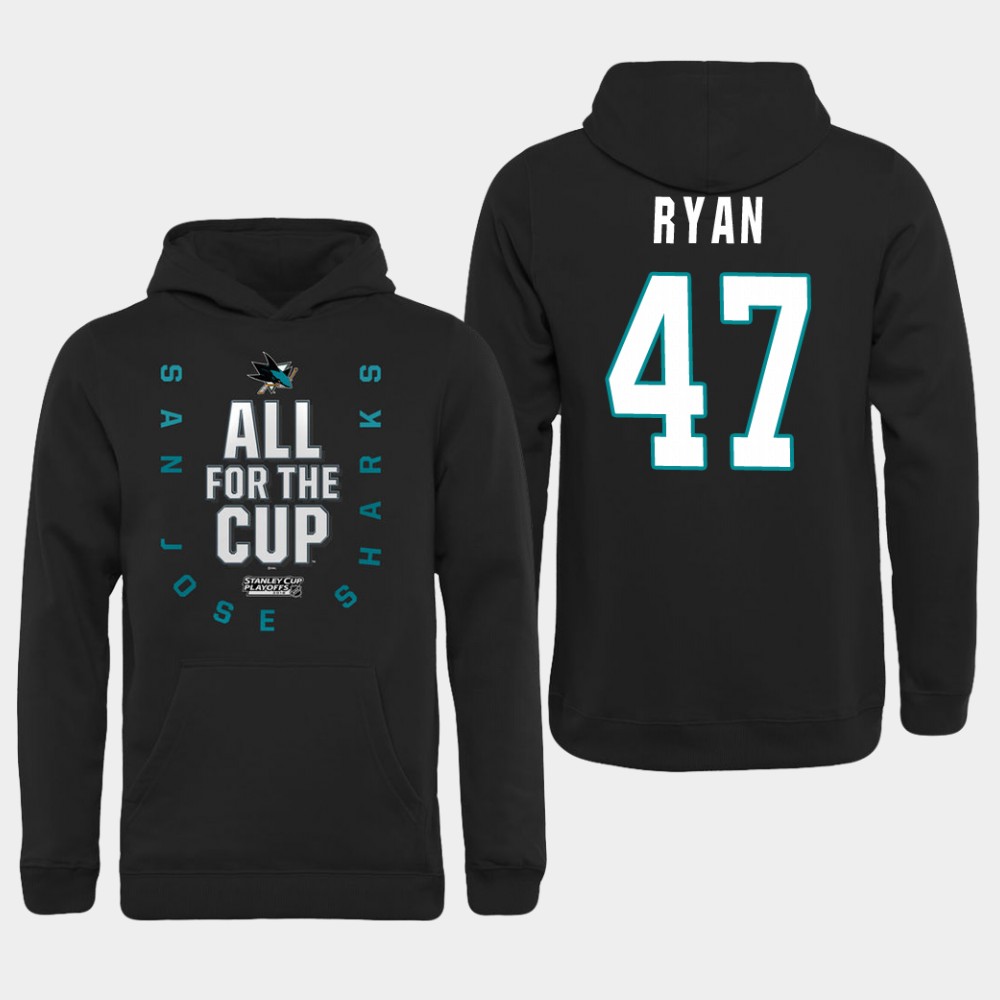 Men NHL Adidas San Jose Sharks 47 Ryan black hoodie